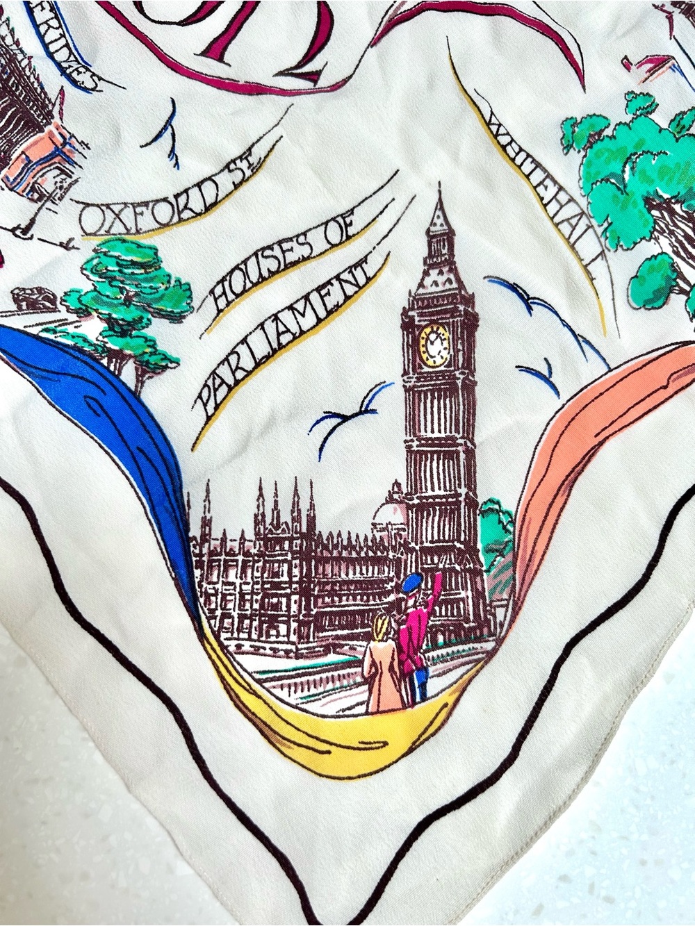 LONDON UK Britain Scenic Silk Scarf/wrap w vacay resort European vibe - Picture 4 of 15